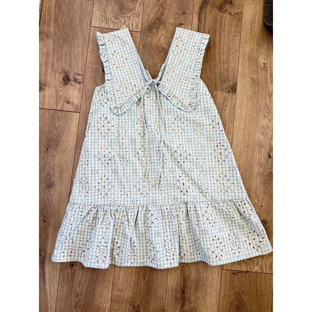 AUREUM nwt S Odessa Plaid cotton eyelet lace collared summer dress coquette
